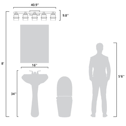 ExBrite Farmhouse 3-lights Bathroom Dimmable Iron Black Vanity Lights Wall Sconces