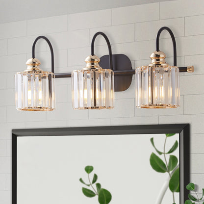 ExBrite Modern Rose Gold 1/2/3/4/5-light Bathroom Dimmable Crystal Vanity Lights Wall Sconces