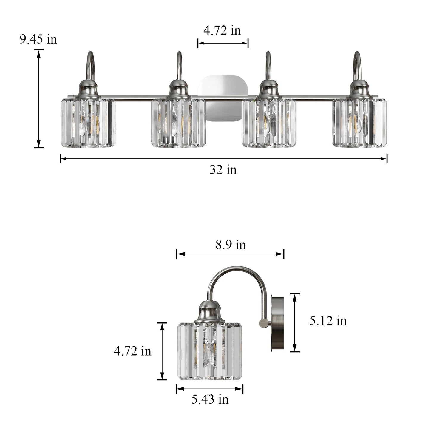 ExBrite Modern Rose Gold 1/2/3/4/5-light Bathroom Dimmable Crystal Vanity Lights Wall Sconces