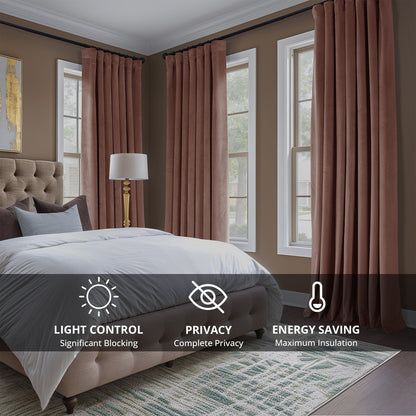 Exclusive Fabrics Heritage Plush Velvet Room Darkening Curtains (1 Panel) Luxury Velvet Curtains for Bedroom & Living Room.