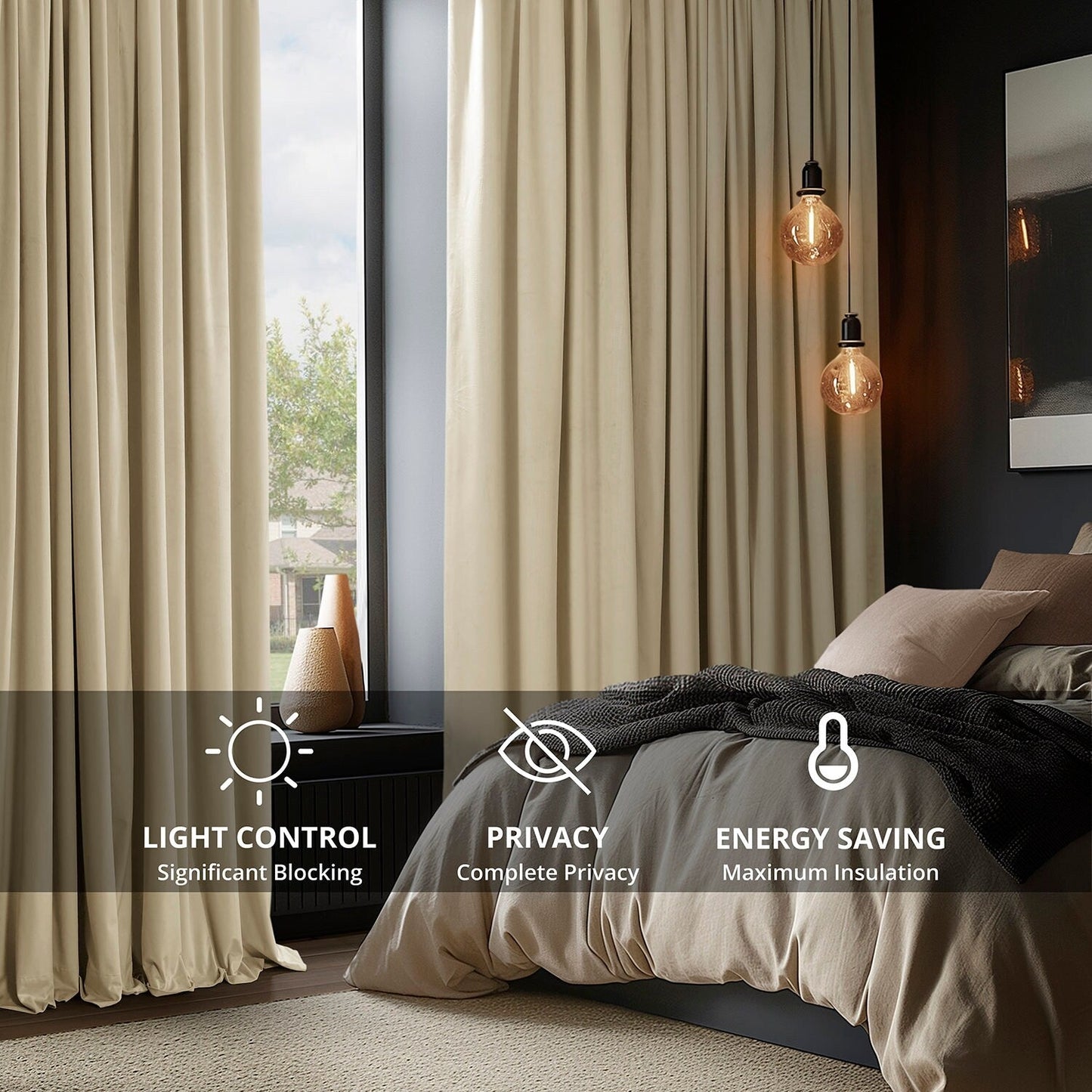 Exclusive Fabrics Signature Extra Wide Blackout Velvet Curtains (1 Panel) - Luxurious Blackout Drapes