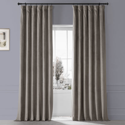 Exclusive Fabrics Signature Plush Velvet Hotel Blackout Curtains (1 Panel) - Luxury Soft Drapery for Light Control & Elegance