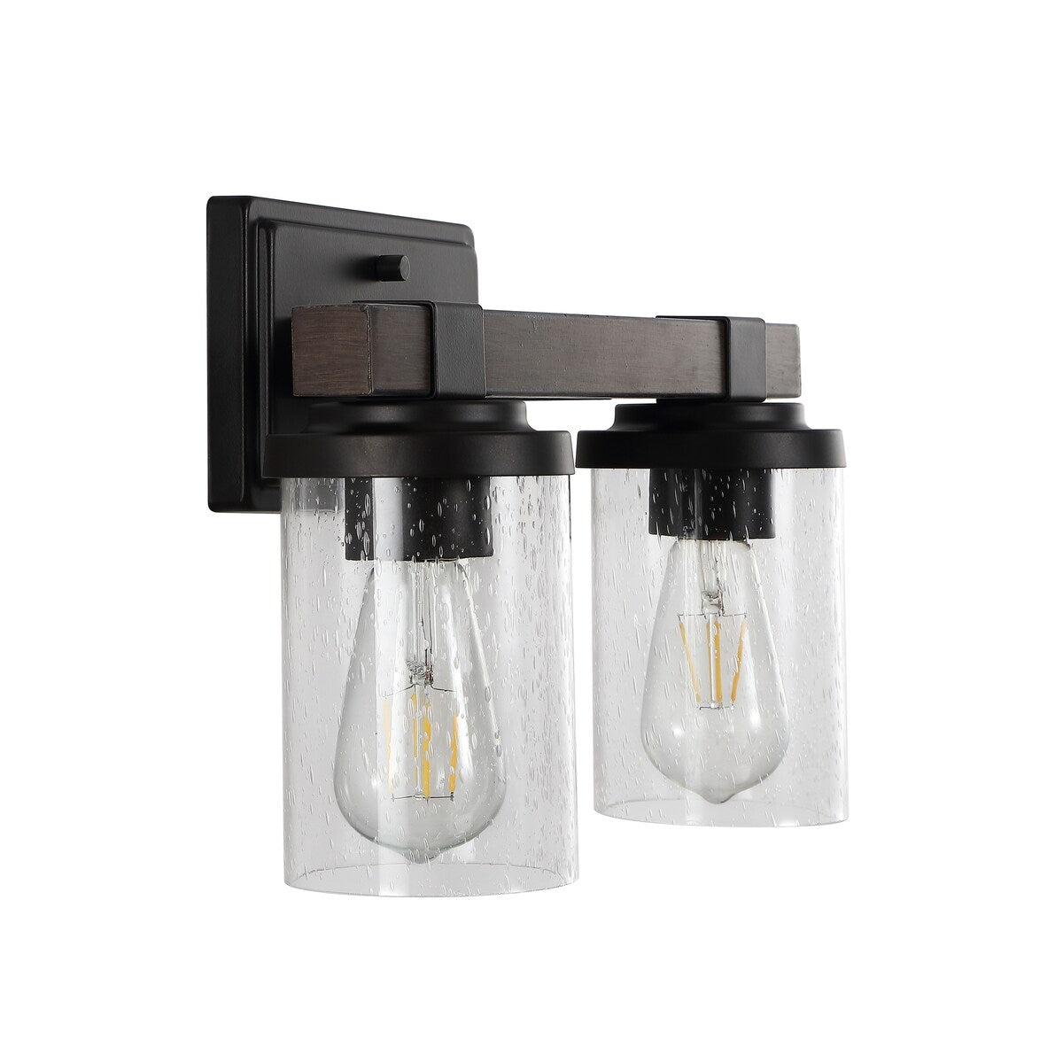 Ferme Iron/Seeded Glass Rustic Farmhouse LED Vanity Light, by JONATHAN Y