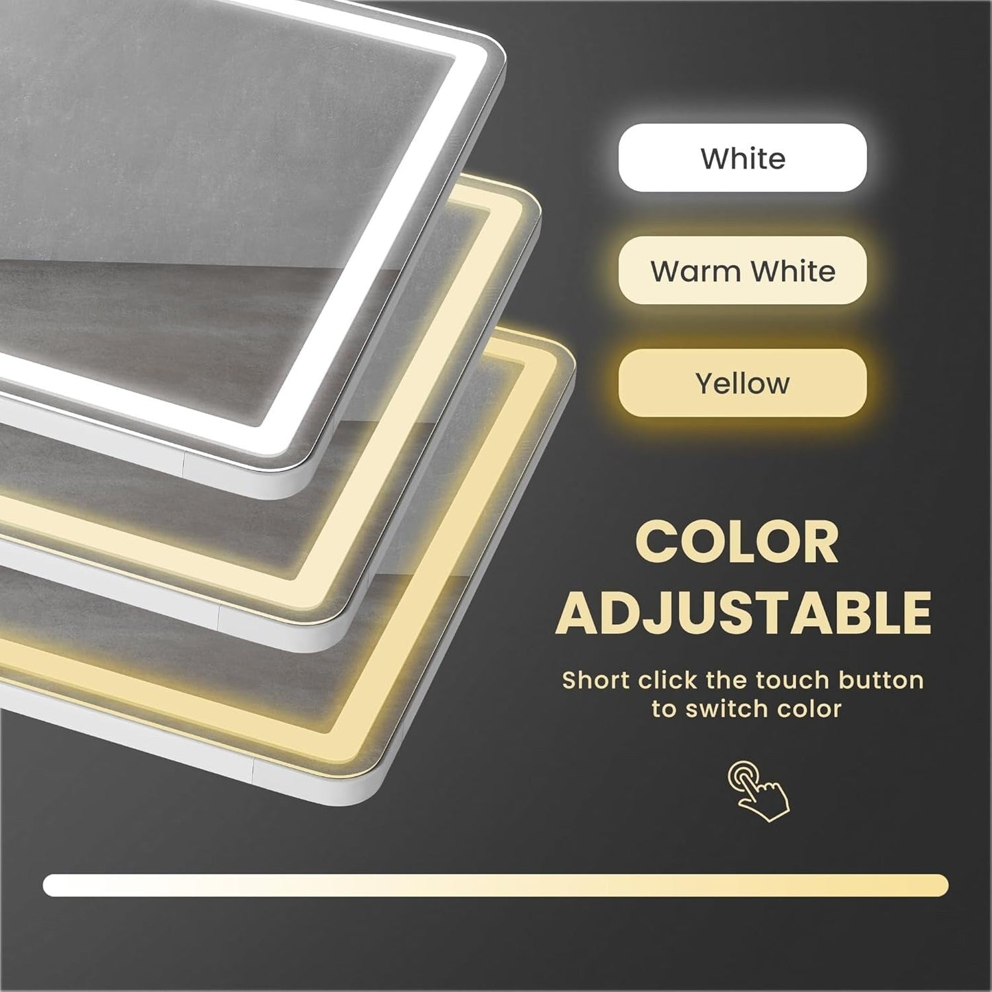 Miroir de sol avec éclairage LED, miroir pleine longueur 64 x 21 avec support, miroir suspendu, miroir mural, miroir intégral