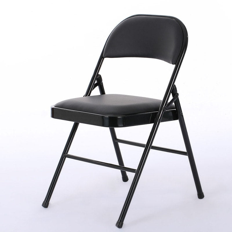 Folding Chairs with Leather Padded Seats Black 4-Pack