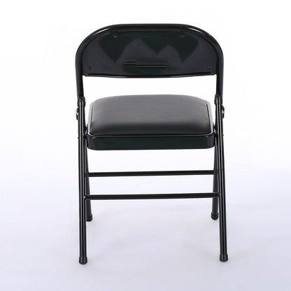 Folding Chairs with Leather Padded Seats Black 4-Pack