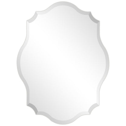 Miroir mural festonné élégant, oblong et biseauté, sans cadre