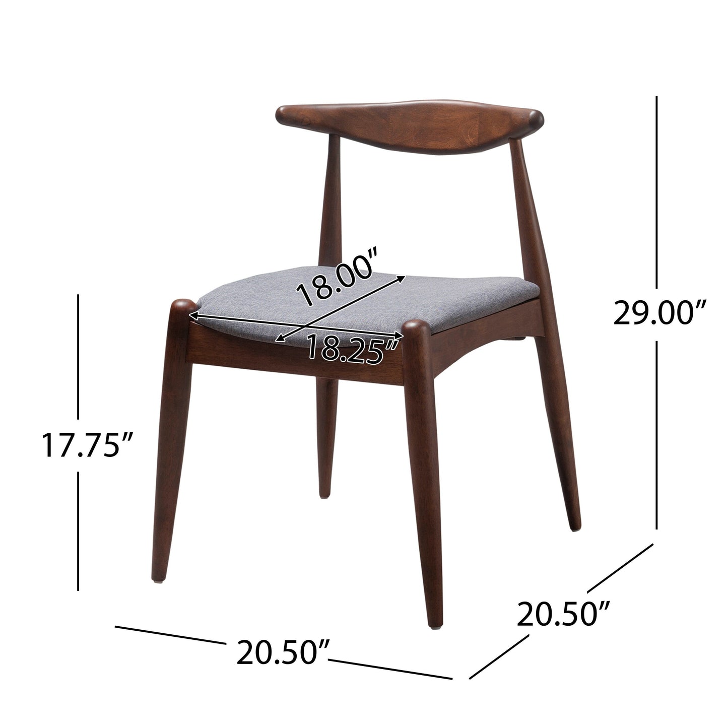 Chaises de salle à manger modernes du milieu du siècle Francie (lot de 2) par Christopher Knight Home - 20,50 L x 20,25 L x 29,75 H