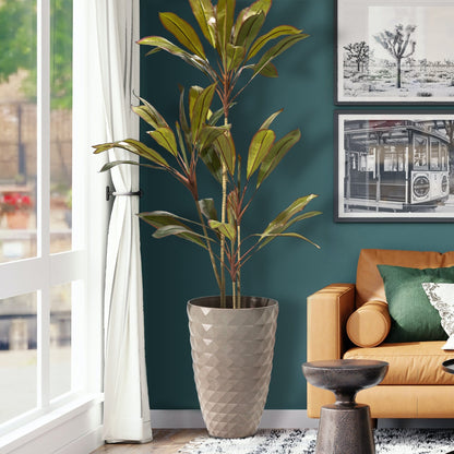 Glitzhome 19.75 H Eco-Friendly Oversized Faux Ceramic Diamond Textured Tall Planter Porch Flowerpot (Set of 2)