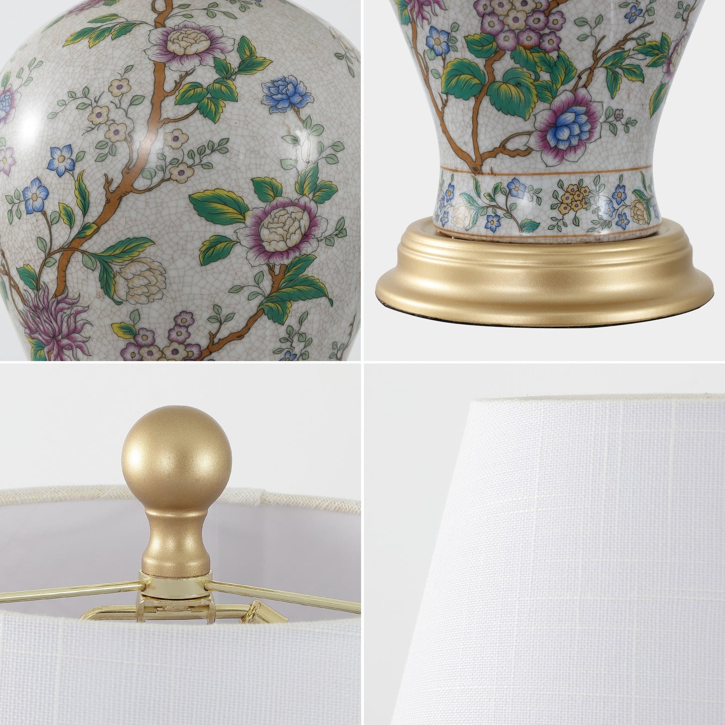 Grace 24 Floral LED Table Lamp, Multi/Brass by JONATHAN Y