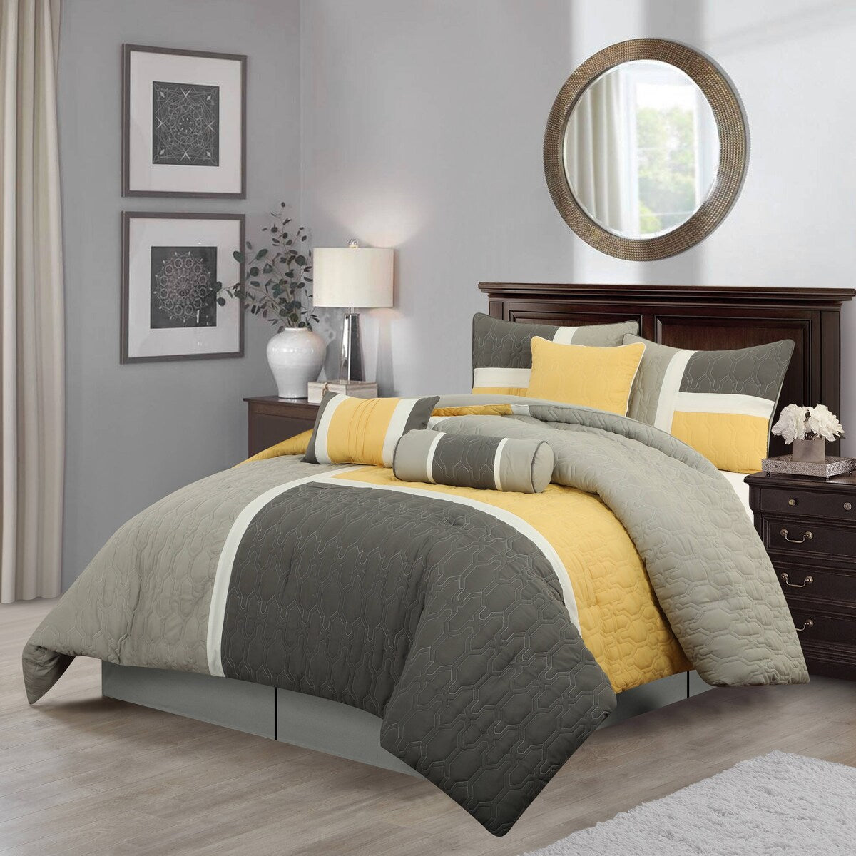 Nanshing Blake 7 Piece Modern Colorblock Comforter Set