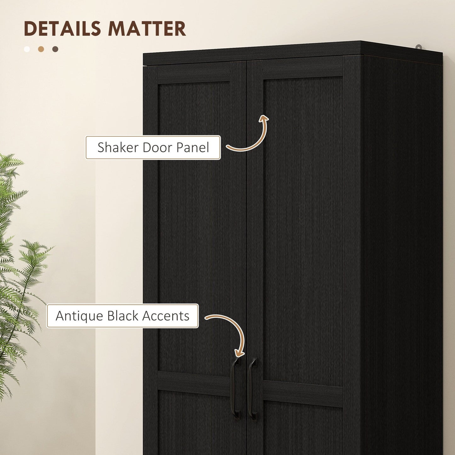 HOMCOM 63 Garde-manger de cuisine à 2 portes, meuble de rangement indépendant avec étagères à 5 niveaux et 2 étagères réglables pour salle à manger