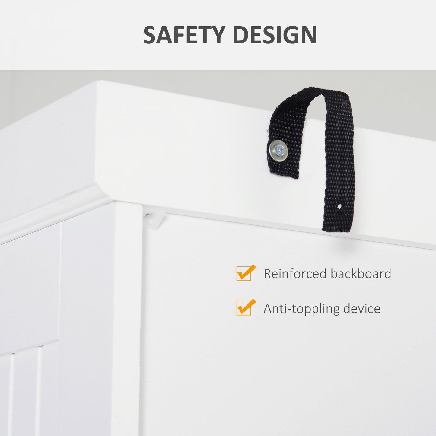 HOMCOM 72 Armoire de cuisine indépendante traditionnelle avec portes et 3 étagères réglables, blanc