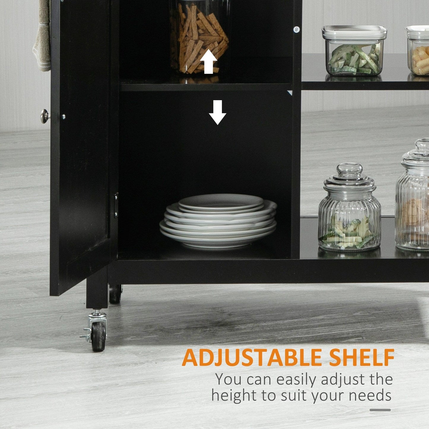 Desserte de cuisine HOMCOM, plateau en bois, sur roulettes, avec étagère ouverte et tiroir de rangement, pour salle à manger et cuisine