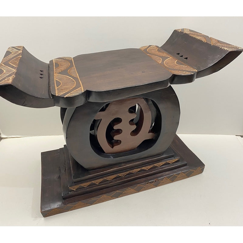 Tabouret Gye Nyame du Palais du Chef fait main (Ghana)