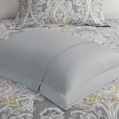 Ensemble de couette en coton gris à motif damassé Harbor House Hallie, 6 pièces