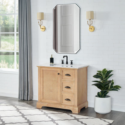 Meuble-lavabo Hervas avec plateau en marbre naturel sans miroir