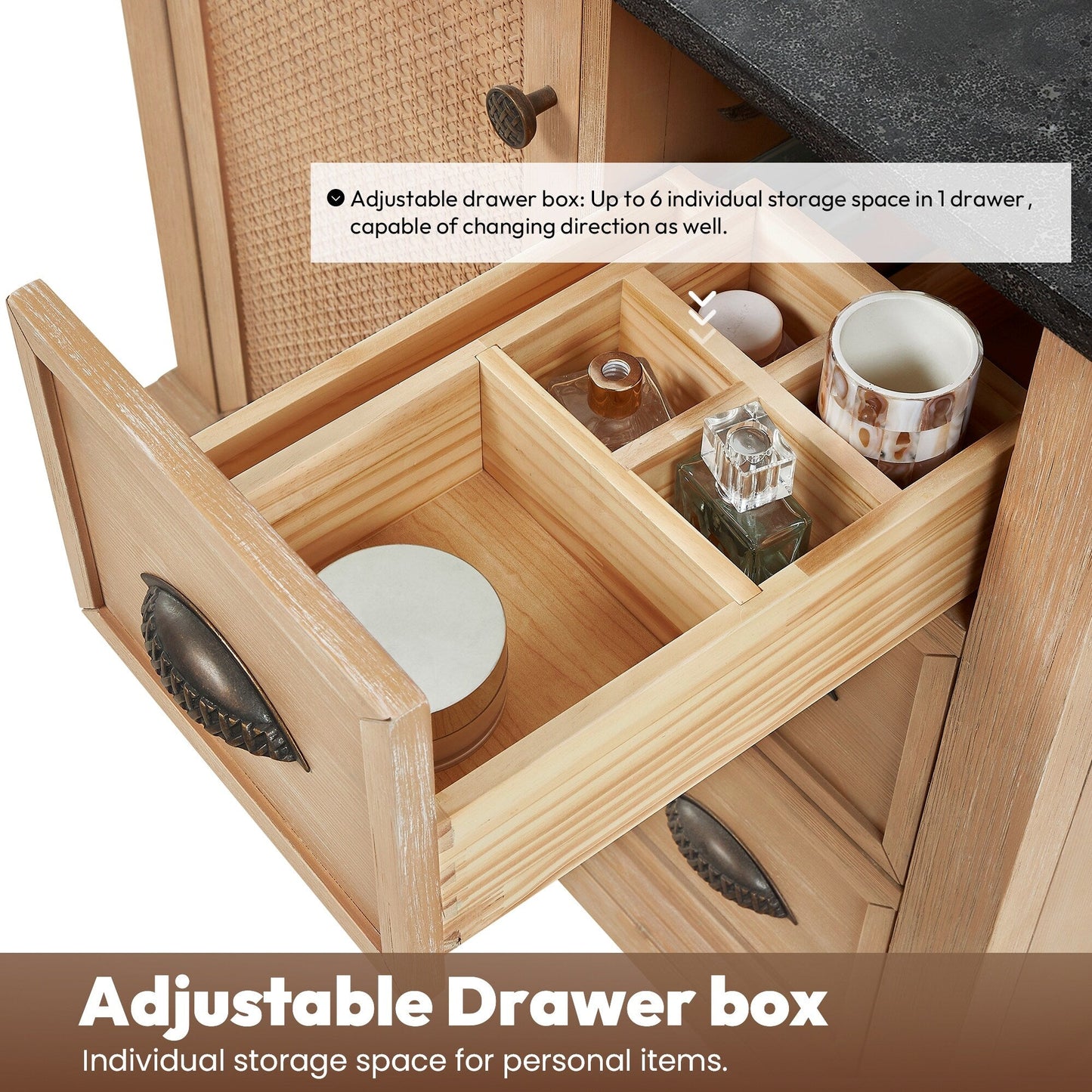 Meuble-lavabo Hervas avec plateau en marbre naturel sans miroir