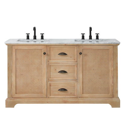 Meuble-lavabo Hervas avec plateau en marbre naturel sans miroir