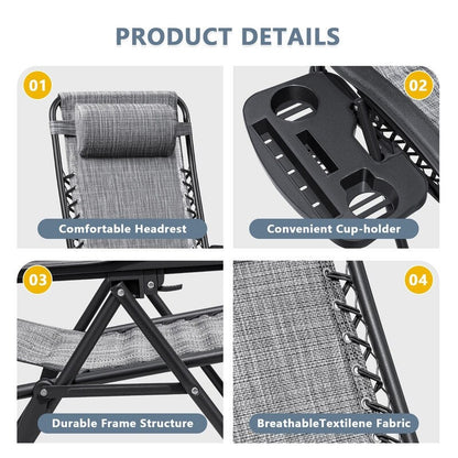 Homall Patio Zero Gravity Chair Lawn Lounge Chair with Pillow Set of 2