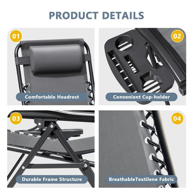 Homall Patio Zero Gravity Chair Lawn Lounge Chair with Pillow Set of 2