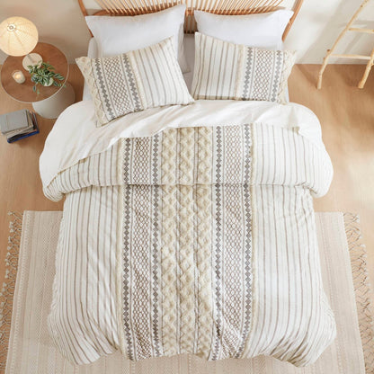 INK+IVY Imani Cotton Printed Duvet Cover Set with Chenille