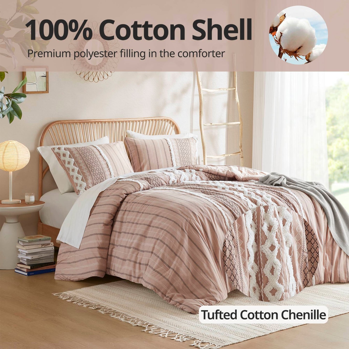 INK+IVY Imani Cotton Printed Duvet Cover Set with Chenille