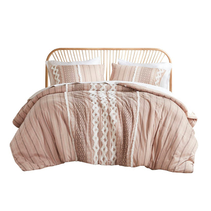 INK+IVY Imani Cotton Printed Duvet Cover Set with Chenille