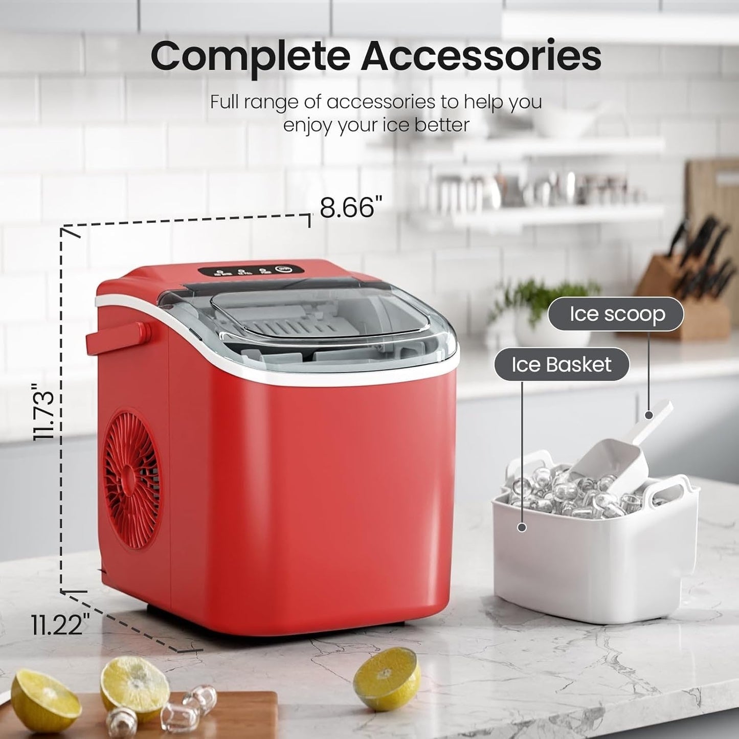 Ice Makers Countertop, Portable Ice Maker Machine with Handle, Self-Cleaning Ice Maker, for Home/Office/Kitchen