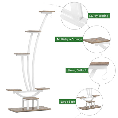 Support pour plantes d'intérieur, étagère à fleurs à 6 niveaux pour jardin - Lot de 2
