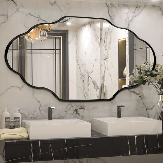 Scalloped Aluminum Alloy Framed Irregular Wall Mirror