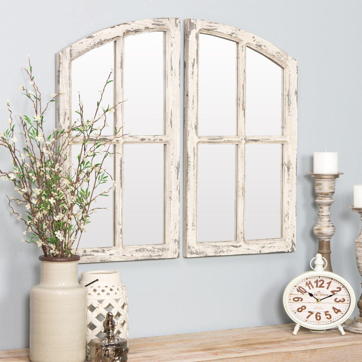 Jolene Arched Window Pane Mirrors (Set of 2)