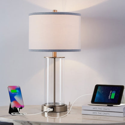 KAWOTI 23.25 Touch Control Table Lamp Set with USB Port and Bulbs