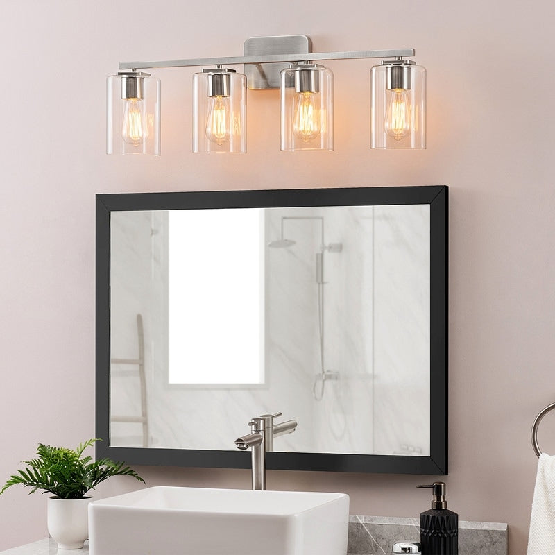 KAWOTI 29inch 4-Light Modern Bathroom Vanity Light with Clear Glass Shades