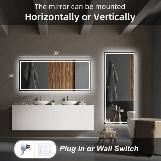 KIOTEE Super Bright Anti-fog LED Bathroom Mirror with Backlit and Front Lighting 3-Year Warranty