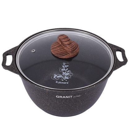 KUKMARA Granit Ultra Aluminum Marble Non-Stick Pot w/Glass Lid