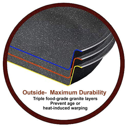 Batterie de cuisine en granit, poêles et casseroles antiadhésives, 12/15/30 pièces