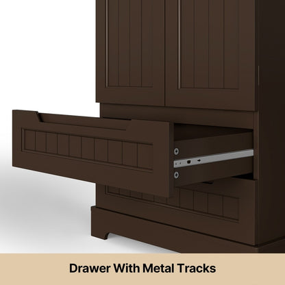 Armoire de rangement pour cuisine, armoire de rangement pour salle de bain indépendante avec 2 portes et tiroirs