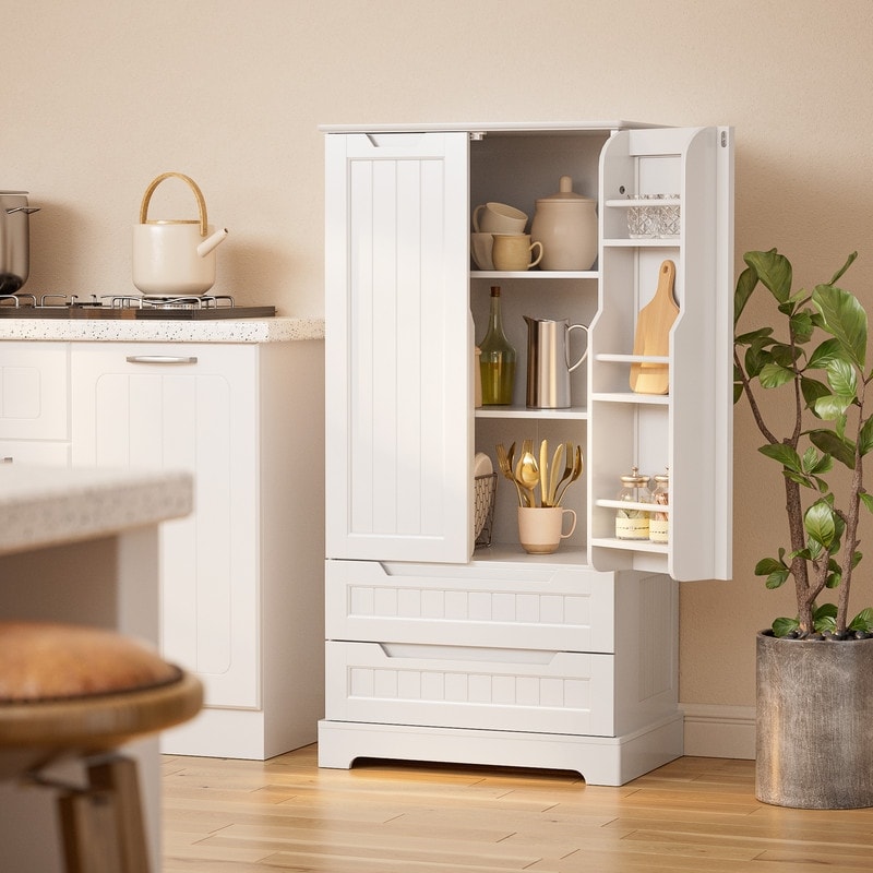 Armoire de rangement pour cuisine, armoire de rangement pour salle de bain indépendante avec 2 portes et tiroirs