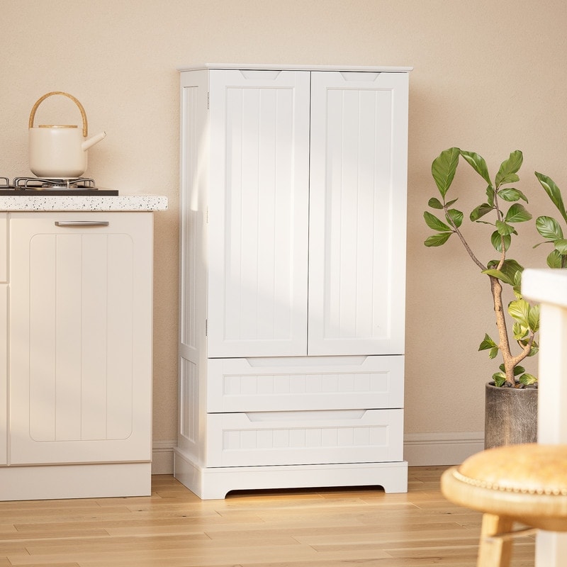 Armoire de rangement pour cuisine, armoire de rangement pour salle de bain indépendante avec 2 portes et tiroirs