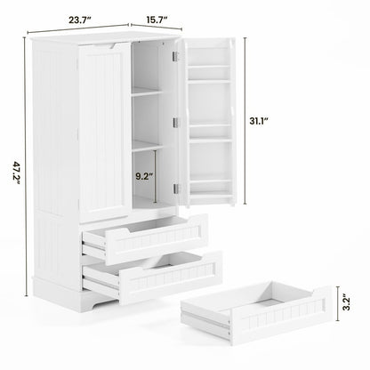 Armoire de rangement pour cuisine, armoire de rangement pour salle de bain indépendante avec 2 portes et tiroirs