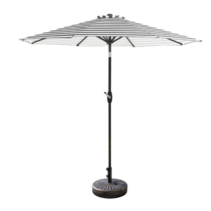 Parasol de patio Lopes de 9 pieds avec base en finition bronze et support de poids inclus