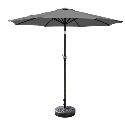 Parasol de patio Lopes de 9 pieds avec base en finition bronze et support de poids inclus