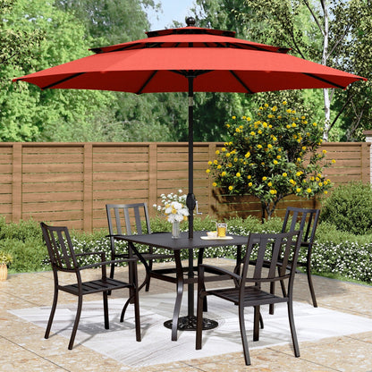 MAISON ARTS 10ft 3 Tiers Vented Patio Outdoor Umbrella with Auto-tilt and Crank Lift
