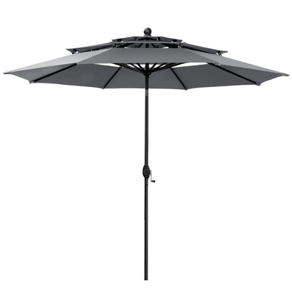 MAISON ARTS 10ft 3 Tiers Vented Patio Outdoor Umbrella with Auto-tilt and Crank Lift