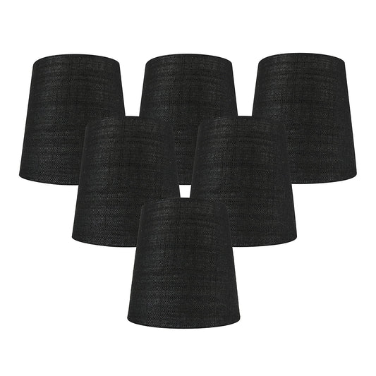 MERIVILLE Linen Clip On Chandelier Lamp Shades, 4-inch by 5-inch by 5-inch