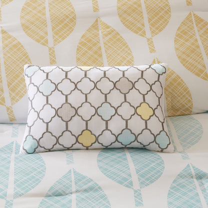 Madison Park Essentials Pelham Bay Yellow/Aqua 9 Piece Comforter Set with Cotton Bed Sheets