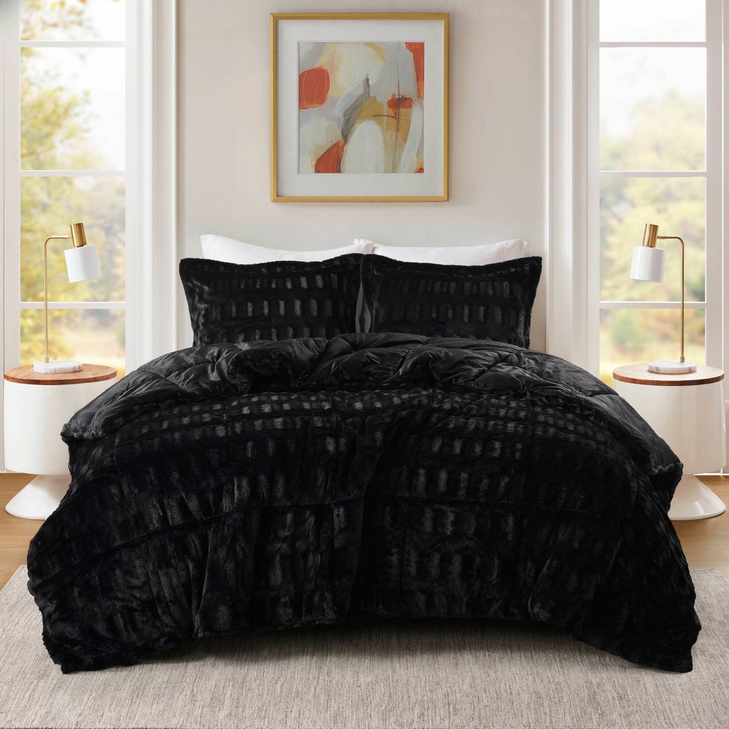 Madison Park Margot Back Print Long Fur Comforter Set