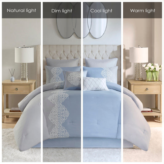 Madison Park Vera 8 Piece Embroidered Microfiber Comforter Set