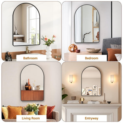 Matte Black Round Mirror